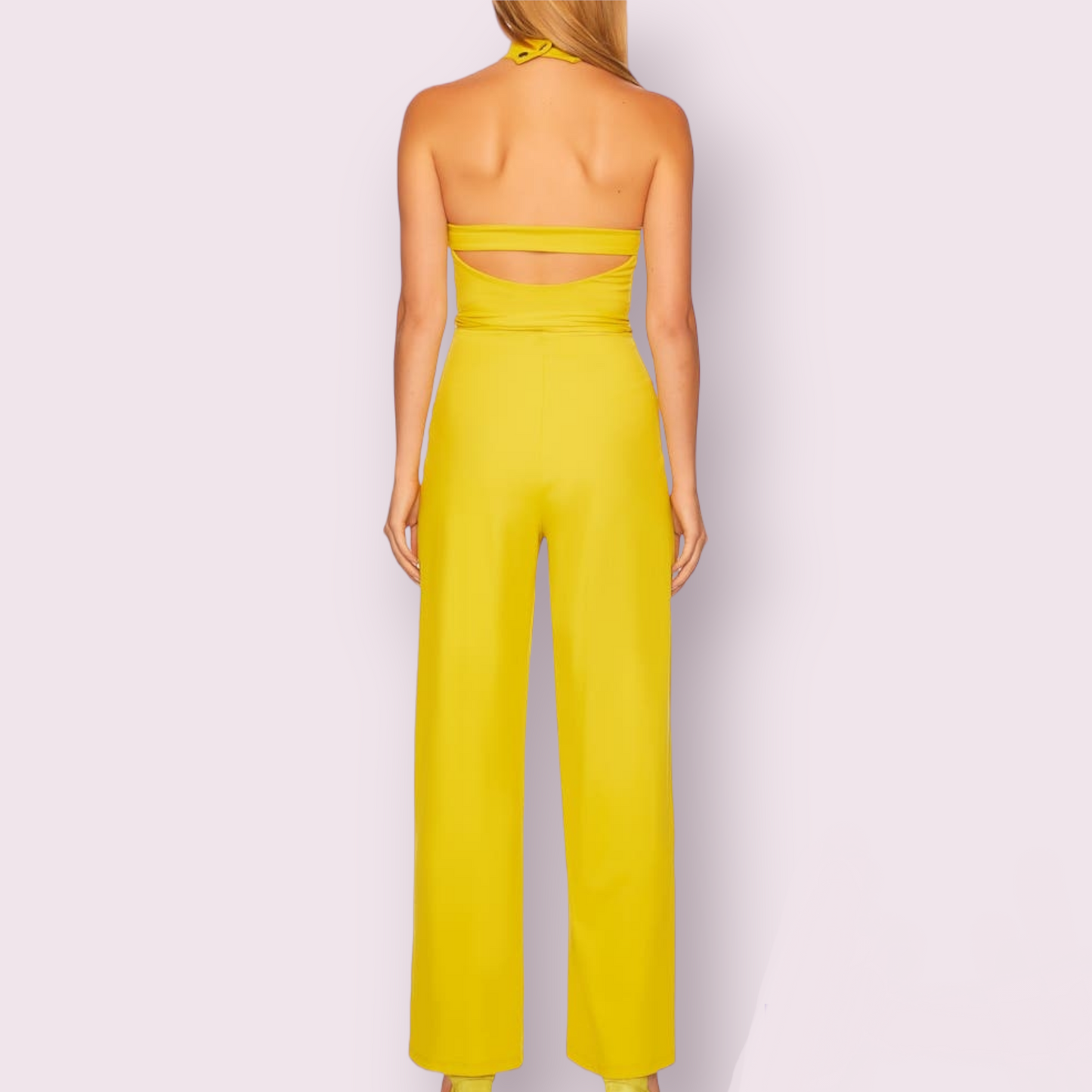 Revolve yellow halter jumpsuit- New