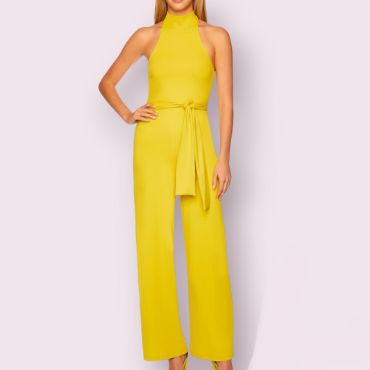 Revolve yellow halter jumpsuit- New